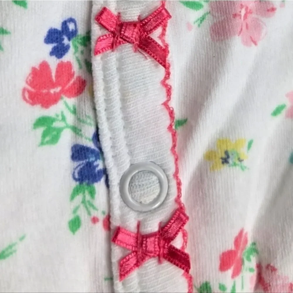 Carter's Floral Baby 3M One Piece Cotton Footie PJ Pajamas Sleepwear Infant Girl